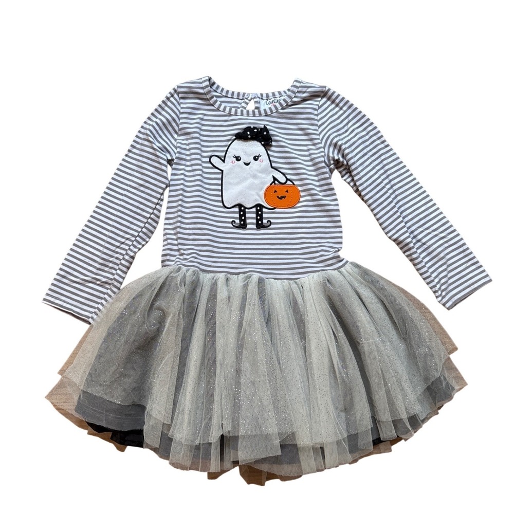 Counting Daisies Tutu Dress Kids Grey Excellent Ghost‎ Halloween SIZE 6